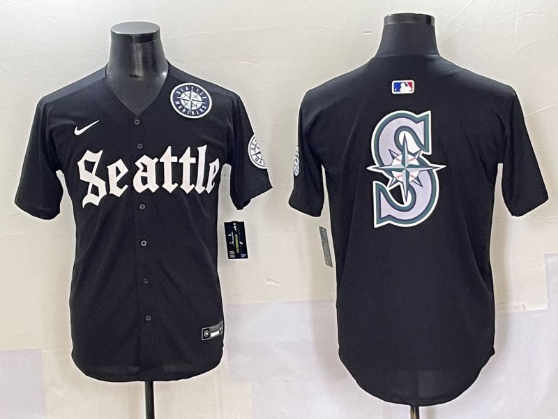 Men 2025 Seattle Mariners Blank black Five generations Joint Name Nike MLB Jersey style 11